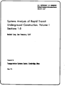 Systems Analysis of Rapid Transit Underground Construction Volume I Sections 15