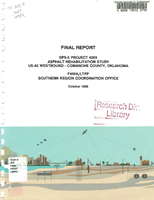 SPS5 Project 4005 Asphalt Rehabilitation Study US62 Westbound  Comanche County Oklahoma