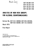Analysis of High Risk Groups for Alcohol Countermeasures