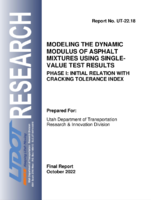 Modeling the Dynamic Modulus of Asphalt Mixtures Using SingleValue Test Results Phase I Initial Relation With Cracking Tolerance Index