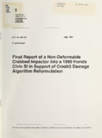Final report of a nondeformable crabbed impactor into a 1990 Honda Civic SI in support of Crash3 damage algorithm reformulation
