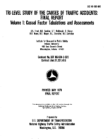 Trilevel Study of the Causes of Traffic Accidents Volume 1 Causal Factor Tabulations and Assessments