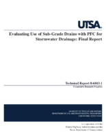 Evaluating Use of SubGrade Drains with PFC for Stormwater Drainage  final report