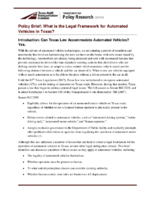 Policy Brief What is the Legal Framework for Automated Vehicles in Texas