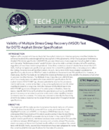 Validity of multiple stress creep recovery MSCR test for DOTD asphalt binder specification  technical summary