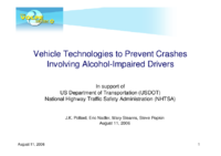 Vehicle technologies to prevent crashes involving alcoholimpaired drivers