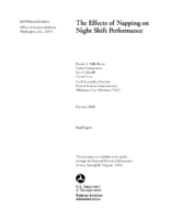 The Effects of Napping on Night Shift Performance Final Report