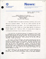 Remarks Prepared for Delivery by Secretary of Transportation Elizabeth Hanford Dole Charlotte Observer