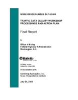 Traffic Data Quality Workshop Proceedings and Action Plan 2003