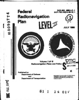 Federal Radionavigation Plan Volume I of 4 Radionavigation Plans and Policy