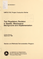 Taxi Regulatory Revision in Seattle Washington Background and Implementation