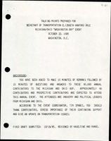 Talking Points Prepared for Secretary of Transportation Elizabeth Hanford Dole MichiganOhio Washington Day Event