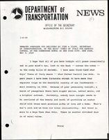 Remarks Prepared for Delivery by John A Volpe Secretary of Transportation at the Boys Towns of Italy for Abruzzi Dinner