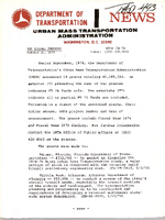 Department of Transportation News Urban Mass Transportation Administration UTMA 13474