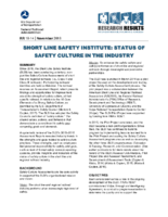 Short Line Safety Institute Status of Safety Culture in the Industry