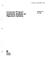 Computer Program Hydraulic Analysis of PipeArch Culverts
