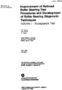 Improvement of Railroad Roller Bearing Test Procedures  Development of Roller Bearing Diagnostic Techniques Volume 1  Acceptance Test