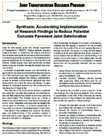Synthesis Accelerating Implementation of Research Findings to Reduce Potential Concrete Pavement Joint Deterioration Summary