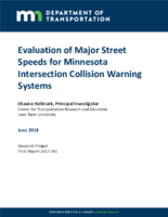 Evaluation of Major Street Speeds for Minnesota Intersection Collision Warning Systems