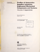 Profiles of Automotive Suppliers IndustriesEngineered Mechanical Components and Systems  Volume II Appendices