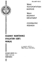 Roadway Maintenance Evaluation Users Manual