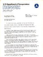 US Department of Transportation News Office of Public Affairs UMTA 1778 Decentralization Speeds DOT Grant Process