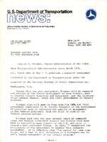 US Department of Transportation News Office of Assistant Secretary for Governmental and Public Affairs UTMA 2379 Bingman Leaving UMTA to take Research Post