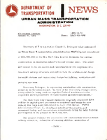 Department of Transportation News Urban Mass Transportation Administration UMTA 1874