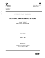 Metropolitan Planning Reviews Examples of MPO Documentation Appendix to Project Memorandum