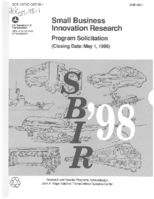 Small Business Innovation Research  Program Solicitation Closing Date  May 1 1998