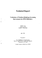 Validation of problem drinking screening instruments for DWI offenders