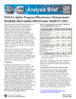 FMCSA Safety Program Effectiveness Measurement Roadside Intervention Effectiveness Model Fiscal Year 2012 Analysis Brief