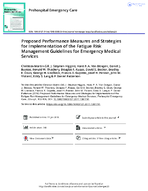 Proposed Performance Measures and Strategies for Implementation of the Fatigue Risk Management Guidelines for Emergency Medical Services