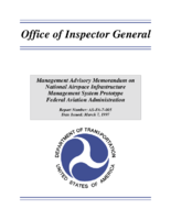 Management advisory memorandum on National Airspace System infrastructure management system prototype Federal Aviation Administration