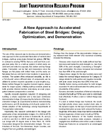 A New Approach to Accelerated Fabrication of Steel Bridges Design Optimization and Demonstration Summary