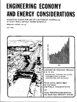 Engineering Economy and Energy Considerations Suggested Guides for Use of Lightweight Aggregates in Plant Mixed Asphalt Paving Materials