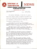 Department of Transportation News Urban Mass Transportation Administration UMTA 7523