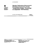 Operator Performance Measurement  Developing Commonality Across Transportation Modes   Proceedings of a September 1994 Workshop