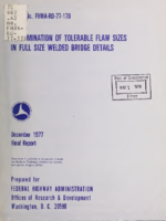 Determination of tolerable flaw sizes in full size welded bridge details  final report