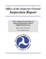 Inspection Report FAAs Alleged Circumvention of National Performance Review Staffing Requirements