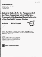 Data and Methods for the Assessment of the Risks Associated With the Maritime Transport of Radioactive Materials Results of the SeaRAM Program Studies Volume 1  Main Report