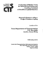 Evaluation of Binder Tests for Identifying Rutting and Cracking Potential of Modified Asphalt Binders