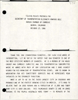 Talking Points Prepared for Secretary of Transportation Elizabeth Hanford Dole Aurora Chamber of Commerce