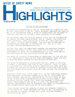 Office of Safety News Highlights July 1972