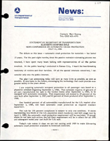 Statement by Secretary of Transportation Elizabeth Hanford Dole News Conference on Automatic Crash Protection