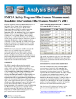 FMCSA Safety Program Effectiveness Measurement Roadside Intervention Effectiveness Model FY 2011 Analysis Brief