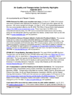 Air Quality and Transportation Conformity Highlights Summer 2013