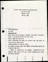 Talking Points Prepared for Secretary of Transportation Elizabeth Dole at the Jack Fields Event