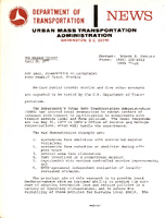 Department of Transportation News Urban Mass Transportation Administration UMTA 7725 DOT Asks Communities to Experiment with Transit Fares Service