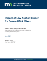 Impact of low asphalt binder for coarse HMA mixes  final report